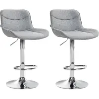 CLP 2er Set Barhocker Vonore Stoff grau/chrom