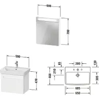 Duravit Badmöbel-Set No.1 BxHxT 65 x 200 x 45 cm Frontfarbe weiß mit Waschtisch weiß und Waschtischunterschrank mit Inne