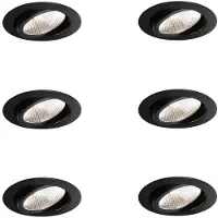 QAZQA Professional - Modern Set mit 6 Einbaustrahlern schwarz 9,5 cm inkl. LED 1300 lm dimmbar IP65 - Gaius - Aluminium Rund - I (nicht austauschbare) LED