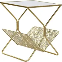 DKD Home Decor Magazine rack Golden Metal Mirror 45 x 45 x 55 cm