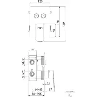 Steinberg Serie 342 Fertigmontageset, für Wanne/Dusche, 2 Verbraucher, 120x180mm, 34222213BG