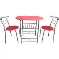 HTI Tischgruppe Merit Rot für 2 Personen, Tisch 80x74x53 cm, Stuhl 35x74x35 cm