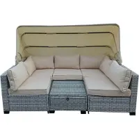 HTI Loungemöbel Grau/Beige 6-teiliges Set
