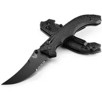 Benchmade Mini Bedlam Cobalt Black Cerakote Taschenmesser, Black G10, Wellenschliff