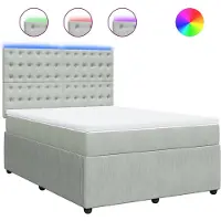 vidaXL Boxspringbett mit Matratze Hellgrau 160x200 cm Samt