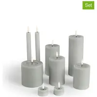 Lifa Living 9er-Set: LED-Kerzen in Hellgrau - onesize