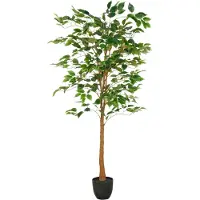 Creativ Green Kunstbaum "Ficus Benjamina" mit naturgetreuem Blattwerk und Stamm