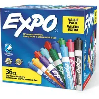 Expo , geruchsarme, trocken abwischbare Marker, Keilspitze, verschiedene modische Farben, 36 St ck, f r den Einsatz im Klassenzimmer, B ro und zu