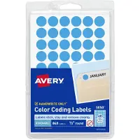 Avery 05050 Handwrite Only Abziehbare runde Farbcodierungs Etiketten, 1,3 cm, Hellblau, 840/PK