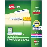 Avery 5766 Permanente Beschriftungsetiketten, 1/3 geschnitten, 1500/BX, Blau