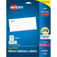 Avery 5195 Laser Labels Mailing 2/3-Inch x1-3/4-Inch 1500/BX White