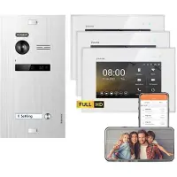 Balter EVO HD Unterputz Silber 3x7" WiFi Monitor Weiß Video Türsprechanlage Set 1 Teilnehmer