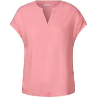 Street One Kurzarmbluse , Damen, Gr. 34, rosa (blush peach), Web, Obermaterial: 100% Viskose, unifarben, lässig geschnitten hüftbedeckend, Rundhals, Blusen Kurzarmbluse, Split Neck