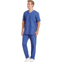 Bernhard Leiber KG Leiber Schlupfkasack, kurzarm, unisex, königsblau, Kasack ideal für die Pflege, Größe: I (Damen 38/40 = M, Herren 44/46 = S)