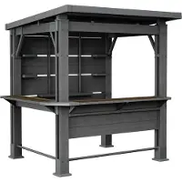 Keter Bar Gazebo Gartenpavillon mit integriertem Bartresen, wetterfest, H238 x B230 x T200 cm, DecoCoat Holzoptik in Walnuss