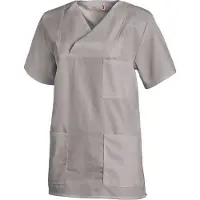 Leiber Kasack Schlupfjacke 08/769/82, Unisex, hellgrau, kurzarm, waschbar bis 95°C, Größe L