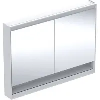 Geberit ONE Spiegelschrank mit ComfortLight, 2 Türen, Aufputzmontage, mit Nische, 120x90x15cm, 505.835.00.2, Farbe: weiss / Aluminium pulverbeschichtet