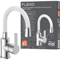Eisl Waschtischarmatur FLEXO, energiesparender Wasserhahn Bad, Mischbatterie Waschbecken, Weiß/Chrom