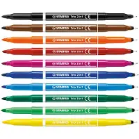 Stabilo TRIO 2 in 1, Fein / Mittel, 10 Farben, Mehrfarbig, Rund, Junge/Mädchen, Karton mit Aufhänger