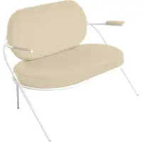 Meet by Paperflow Zweisitzer Sofa Saturne, mit Armlehnen, B 1180 x T 730 x H 880 mm, Stahlrohr, Kunstleder, Weiß/Elfenbein