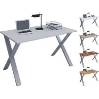 VCM Holz Schreibtisch | H. 76 x B. 80 x T. 80 cm | Computertisch schlicht | Füße aus hochwertigem Metall | Arbeitstisch | Büromöbel - Lona X