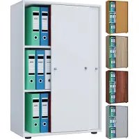 VCM Aktenschrank "Büroschrank Aktenschrank Schiebetüren Lona 3fach", braun (buche), B:70cm T:40cm, Obermaterial: 100% Holz Wood., Schränke, Aktenschrank