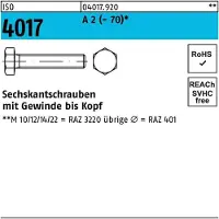 Bufab Sechskantschraube ISO 4017 VG M 20 x 85 A 2 (- 70)