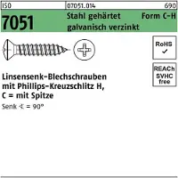 Industrial Quality Supplies Blechschraube ISO 7051 LISEKO m.Spitze/Kreuzschlitz-PH 4,2x 50 -C-H Stahl gehärtet galvanisch ver...