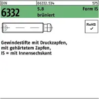 Reyher Gewindestift DIN 6332 Form IS m.Zapfen/Innensechskant IS M 12 x 60 5.8 brüniert