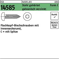 Industrial Quality Supplies Blechschraube ISO 14585 m.Innensechsrund/Spitze 3,5 x 16 -C-T15 Stahl galvanisch verzinkt
