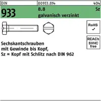 Industrial Quality Supplies Sechskantschraube DIN 933 VG/Schlitz M 4 x 20 8.8 galvanisch verzinkt