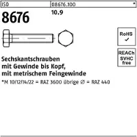 Toolcraft Sechskantschraube ISO 8676 VG M 10 x1 x 45 10.9