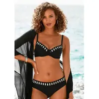LASCANA Bügel-Bikini , Damen, Gr. 36, Cup B, gold (schwarz, weiß, goldfarben), Polyamid, gestreift, Bikini-Sets Bügel-Bikini, mit goldfarbenen Streifen, Topseller