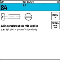 Hörger & Geßler Zylinderschraube DIN 84/ISO 1207 Schlitz M 5 x 30 A 2