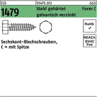 Industrial Quality Supplies Blechschraube ISO 1479 m.Spitze/6-kant C 8 x 45 Stahl gehärtet galvanisch verzinkt