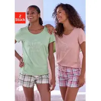 Vivance DREAMS Shorty in grün und rosa-kariert | Gr.: 40-42