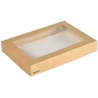 Duni Viking Brick Deckel mit PLA Fenster Braun Karton/PLA 200x140x30