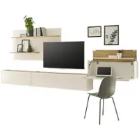 Furn.Design Wohnwand mit Sekretär Center, in weiß und Wotan Eiche, Wohnkombination 350 cm
