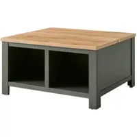 Furn.Design Couchtisch "Norwich" grün Eiche Landhaus Beistelltisch mit Truhe und Ablage 93 x 93 cm