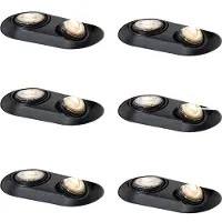 QAZQA - Set mit 6 abgerundeten Einbaustrahlern schwarz GU10 50mm 2-Licht - Hubs I Wohnzimmer I Schlafzimmer - Metall - LED geeignet GU10