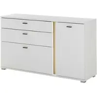 Furn.Design Sideboard weiß matt, Eiche Wotan 150 cm, Kommode inklusive Frontbeleuchtung | Gr.: onesize