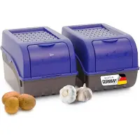 Novaliv 2x Mittel 5L marineblau Gemüsebox Kartoffel Aufbewahrungsbox Vorratsdose Zwiebeltopf Knoblauchbox Obsttopf