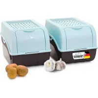 Novaliv 2x Mittel 5L türkis light Gemüsebox Kartoffel Aufbewahrungsbox Vorratsdose Zwiebeltopf Knoblauchbox Obsttopf
