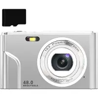 INF Digitalkamera 48MP 16x Zoom, HD-Display, 2.4" IPS-Bildschirm, 32GB Speicherkarte Silber