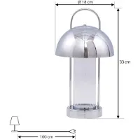 LINDBY LED-Akku-Tischleuchte Mareli, chrom, Metall, Ø 18 cm