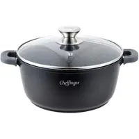 Cheffinger Kochtopf Aluguss Glasdeckel Ø40cm Induktion Marmorbeschichtung Suppentopf Pfanne schwarz