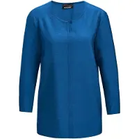 Goldner Viskosebluse mit 3/4-Ärmeln, Rundhals in royalblau | Gr.: 42