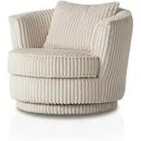 Furn.Design Polstersessel "Comfy" in woll weiß Mega-Cord Loveseat 360° drehbar 95 x 95 cm