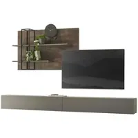 Furn.Design Wohnwand "Piano" in Eiche und grau Wohnkombination 3-teilig 304 x 170 cm