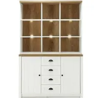 Furn.Design Buffetschrank "Seyne" in weiß Pinie und Eiche hell Landhaus Buffet 130 x 198 cm